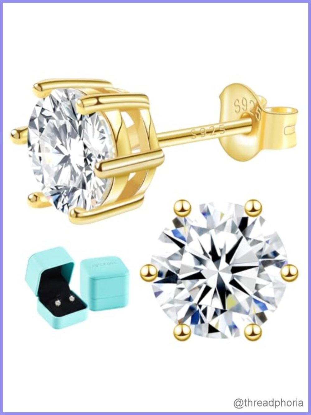 Moissanite Solitaire Stud Earrings 925 Sterling Silver 14K White Gold Plated